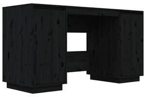 Desk Black 140x50x75 cm Solid Wood Pine