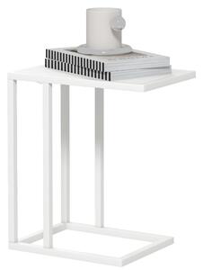 HOMCOM C Shape Bedside Table w/Metal Frame Wood-Effect Top Sofa Narrow Snack End Table for Living Room, White Aosom UK