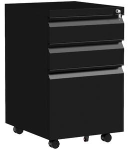 Vinsetto Steel Mobile File Cabinet, 3-Drawer, Lockable, Wheels, Pencil Tray, for A4/Legal, Black Aosom UK