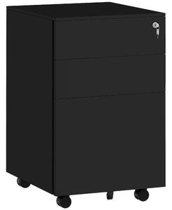 Vinsetto 3-Drawer Vertical Filing Cabinet w/ Lock & Pencil Tray, Steel Mobile File Cabinet w/ Adjustable Hanging Bar for A4, Legal Size Aosom UK