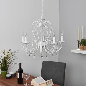 Beautiful chandelier Sophina with crystals, white