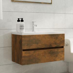 Sink Cabinet Smoked Oak 80x38.5x45 cm Engineered Wood