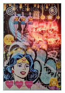 Wonder Woman, Bed, 122cm x 182cm, Blue/Multicoloured/Red - Andrew Martin