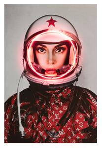 Neon - Space Girl Red W/ Logos 80X120, Neon Artwork, 80cm x 120cm - Andrew Martin