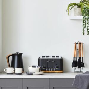 Contemporary Matt Black Kettle and Toaster Set