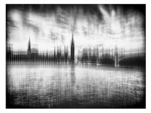 London Skyline Blurred, Plexiglass Artwork, 120cm x 80cm, Black/Grey - Andrew Martin