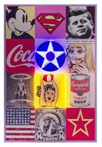 Neon - America 80X120, Neon Artwork, 80cm x 120cm, Multicoloured - Andrew Martin