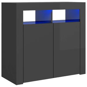 Sideboard with LED Lights High Gloss Grey 80x35x75 cm