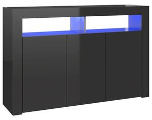 Sideboard with LED Lights High Gloss Black 115.5x30x75 cm