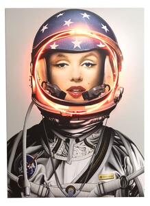 Space Girl Marilyn, Silver, Neon Artwork , 88cm x 120cm - Andrew Martin