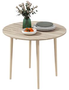 HOMCOM Folding Dining Table, Round Drop Leaf Table, Space Saving Small Kitchen Table with Wood Legs for Dining Room, Natural