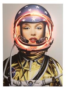 Space Girl Marilyn, Gold, Neon Artwork , 88cm x 120cm - Andrew Martin