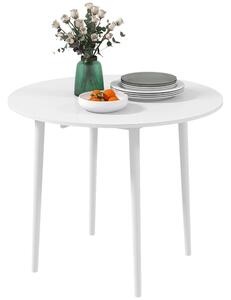 HOMCOM Folding Dining Table, Round Drop Leaf Table, Space Saving Small Kitchen Table with Wood Legs for Dining Room, White