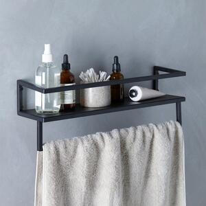 London Matt Black Towel Rail with Shelf