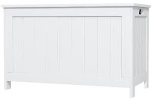 HOMCOM Storage Chest, Modern Storage Trunk with 2 Safety Hinges and Cut-out Handles, Wooden Toy Box for Living Room, Entryway, 76 x 40 x 48 cm, White