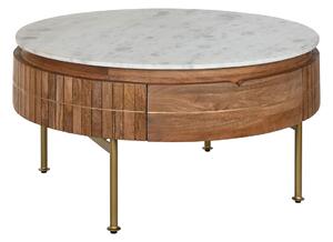 Centre Table DKD Home Decor Marble Mango wood (85 x 85 x 45 cm)