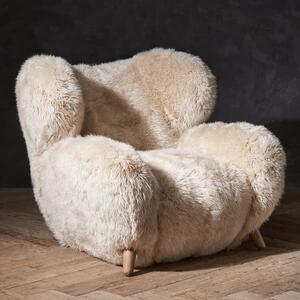 Manx Chair Yeti Beige, Armchair - Andrew Martin Timothy Oulton Cowhide & Sheepskin