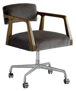 Theo Desk Chair, Desk Chair, Grey/Brown/Metallic - Andrew Martin Velvet