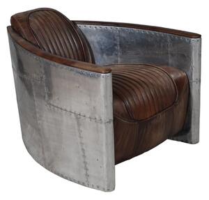 Aviator Tomcat Chair, Armchair, Brown/Silver - Andrew Martin Timothy Oulton Leather