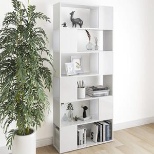Book Cabinet Room Divider High Gloss White 80x24x186 cm Engineered Wood