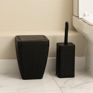 Addis Rattan Black Toilet Brush & Bin Set