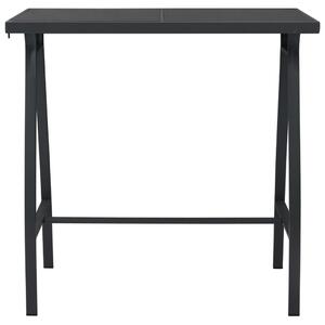 Garden Bar Table Black 110x60x110 cm Tempered Glass