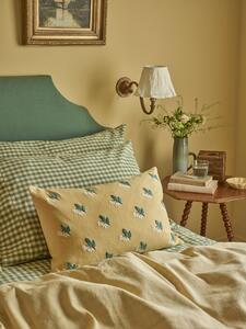 Butter Yellow Snowdrop Embroidered Filled Cushion | 35 x 55 cm | Piglet in Bed
