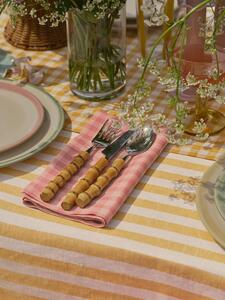 Dusty Pink & Rose Gingham Linen Blend Napkins Set of 4 | 45 x 45cm | Piglet in Bed