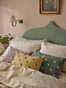 Elm Green Snowdrop Embroidered Filled Cushion | 35 x 55 cm | Piglet in Bed