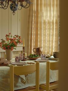 Elm Green & Butter Yellow Gingham Linen Blend Tablecloth | Medium | Piglet in Bed