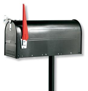 US mailbox with pivotable flag, black