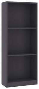 3-Tier Book Cabinet Grey 40x24x108 cm Engineered Wood