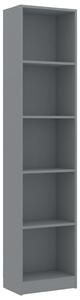 5-Tier Book Cabinet Grey 40x24x175 cm Engineered Wood