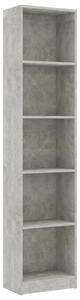 5-Tier Book Cabinet Concrete Grey 40x24x175 cm Engineered Wood
