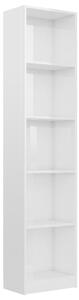 5-Tier Book Cabinet High Gloss White 40x24x175 cm Engineered Wood