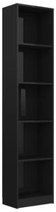 5-Tier Book Cabinet High Gloss Black 40x24x175 cm Engineered Wood