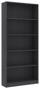 5-Tier Book Cabinet Grey 80x24x175 cm Engineered Wood