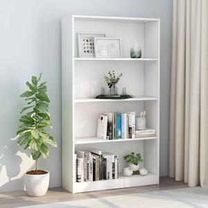 4-Tier Book Cabinet White 80x24x142 cm Engineered Wood