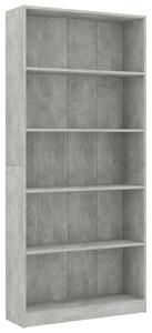 5-Tier Book Cabinet Concrete Grey 80x24x175 cm Engineered Wood