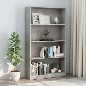 4-Tier Book Cabinet Concrete Grey 80x24x142 cm Engineered Wood