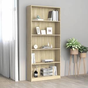 5-Tier Book Cabinet Sonoma Oak 80x24x175 cm Engineered Wood