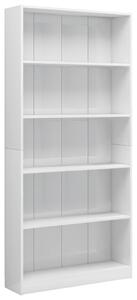 5-Tier Book Cabinet High Gloss White 80x24x175 cm Engineered Wood