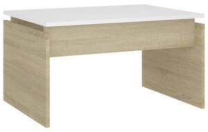 Coffee Table White and Sonoma Oak 68x50x38 cm Engineered Wood