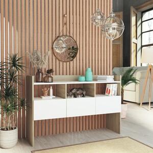 Sideboard White and Sonoma Oak 105x30x70 cm Chipboard