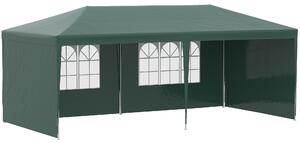 Outsunny 6x3 m Party Tent Gazebo Marquee Outdoor Patio Canopy Shelter with Windows and Side Panels, Green