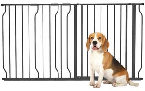 PawHut Extra Wide Dog Safety Gate, with Door Pressure, for Doorways, Hallways, Staircases - Black