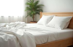 300TC Cotton Sateen Fitted Sheets – White Hotel-Style Luxury Bedding