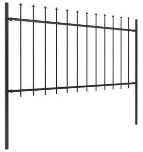 Garden Fence with Spear Top Steel 1.7x1 m Black