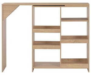 Bar Table with Moveable Shelf Oak 138x39x110 cm