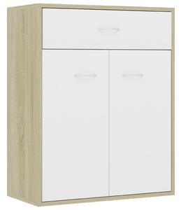 Sideboard White and Sonoma Oak 60x30x75 cm Engineered Wood